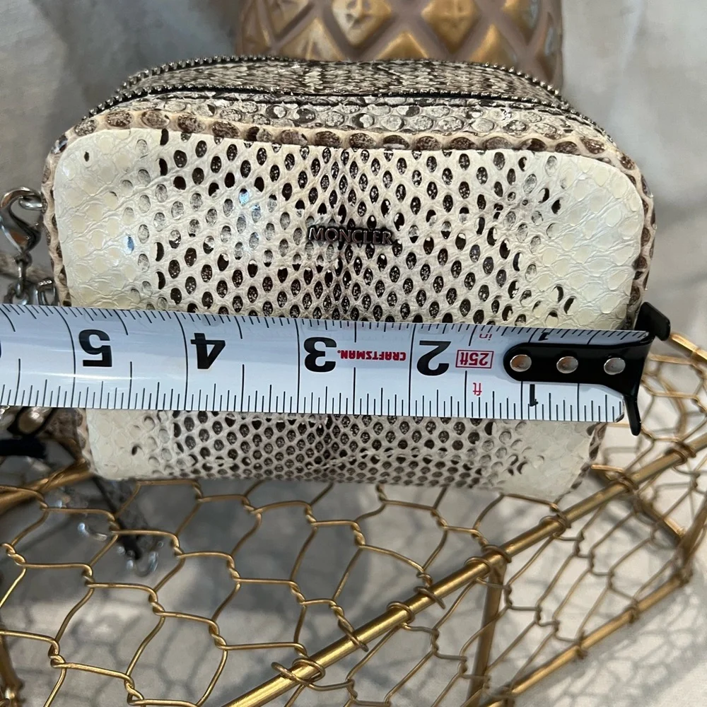 Moncler Cream and Gray Snake Print LUISA Crossbody Bag - Picture 6 of 9